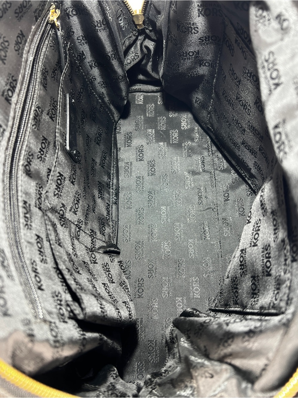 Michael Kors Black MK Signature Jacquard Satchel Bowler Bag Leather Trim Large - Picture 9 of 16
